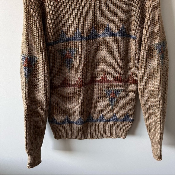 Vintage 80s Chunky Knit Southwestern Aztec Sweater Grandpa MG Retro - Picture 6 of 11